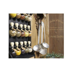 Meuble à Épices De Style Vintage (Teinte Bois) avec 15 Bulles + Bouteilles Huiles - Bulles d'épices