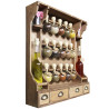 Meuble à Épices De Style Vintage (Teinte Bois) avec 15 Bulles + Bouteilles Huiles - Bulles d'épices