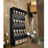 Étagère à épices en bois de style vintage avec patine noire et 15 bulles en verre - Bulles d'épices
