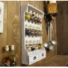Vintage Style Wooden Spice Rack with 15 Glass Bubbles (White Patina) - Bulles d'épices