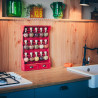 Vintage Style Wooden Spice Rack with 15 Glass Bubbles (Red Patina) - Bulles d'épices