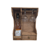 Coffret à vin en bois artisanal avec 2 verres et 1 tiroir – Fabriqué en France