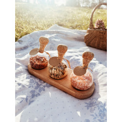 Handcrafted Wooden Spice Holder – 3 Bubble Stand + 2 Single Holders | Made in France